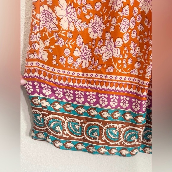 Maeve Orange Floral Wide-Leg Border Print Pants - Picture 6 of 11